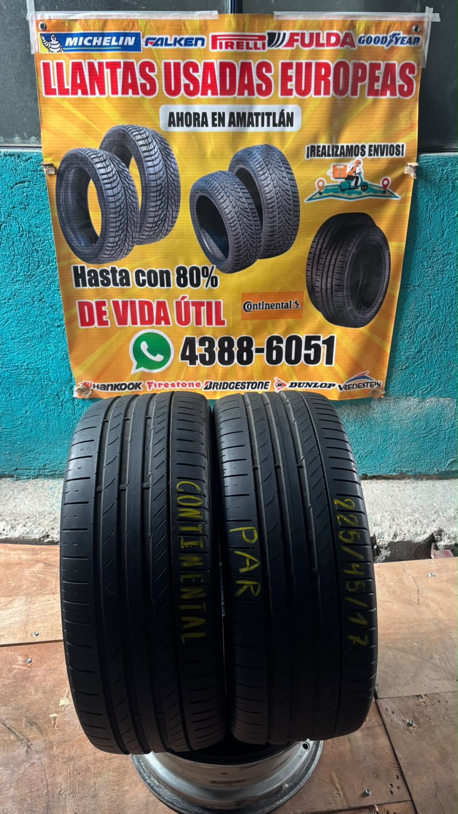 PAR DE LLANTAS 225/45/17 CONTINENTAL