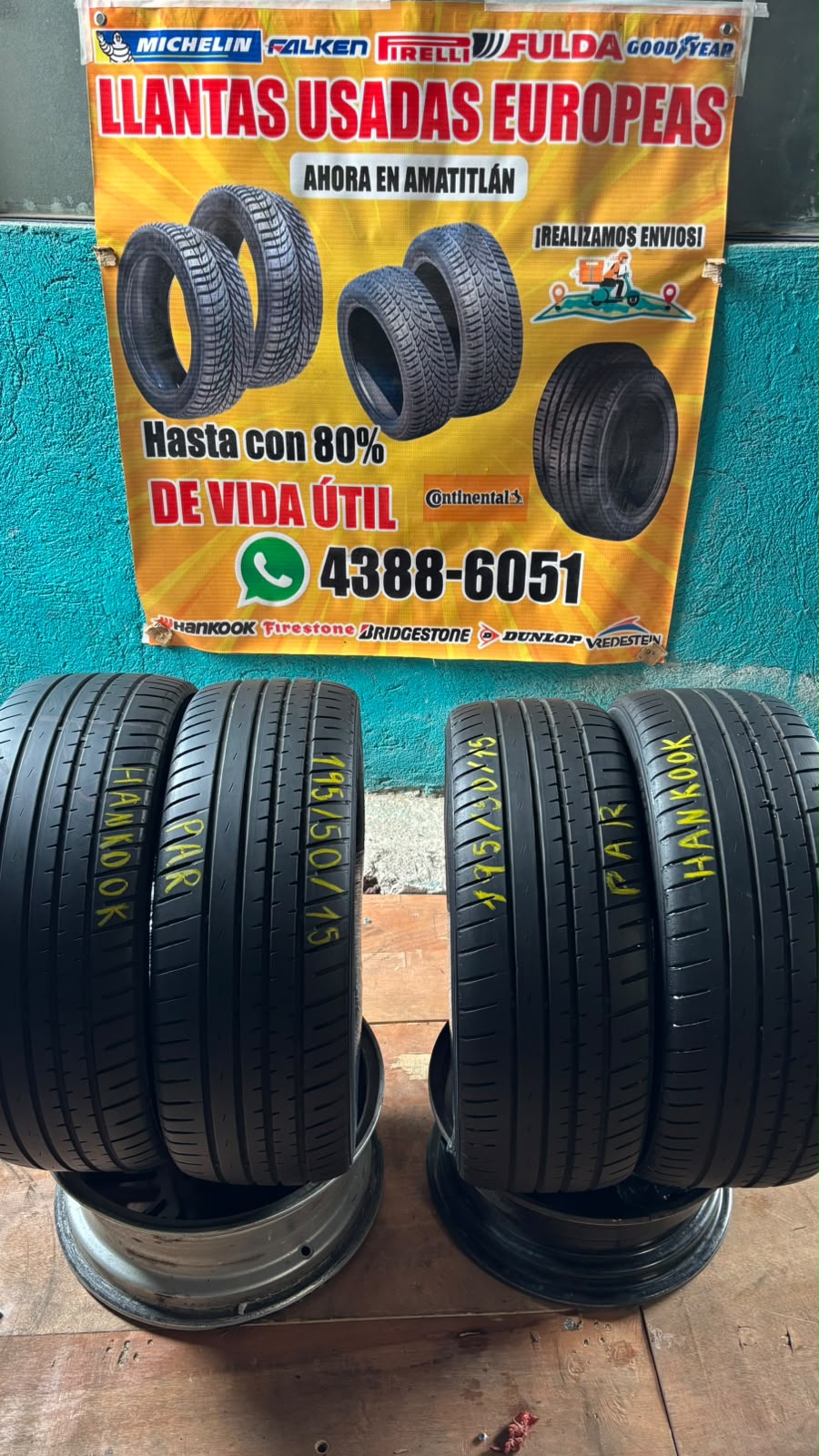 JUEGO DE LLANTAS 195/50/15 HANKOOK